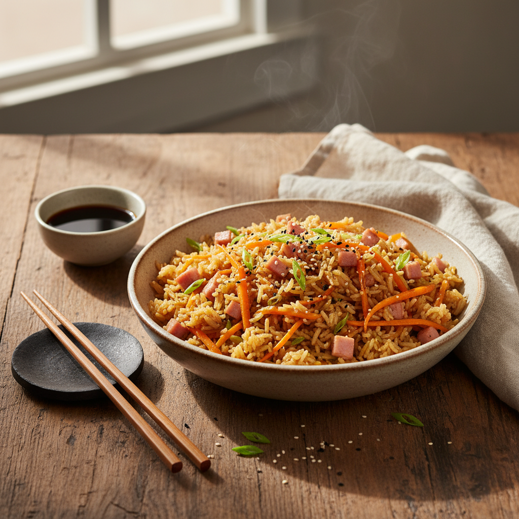 Riz Sauté au Jambon et Carottes