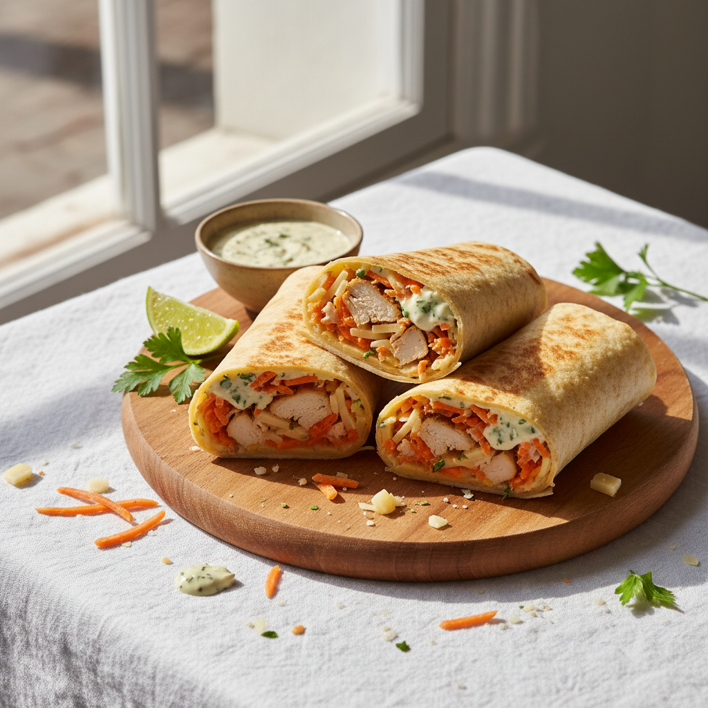 Wraps poulet, carotte et fromage