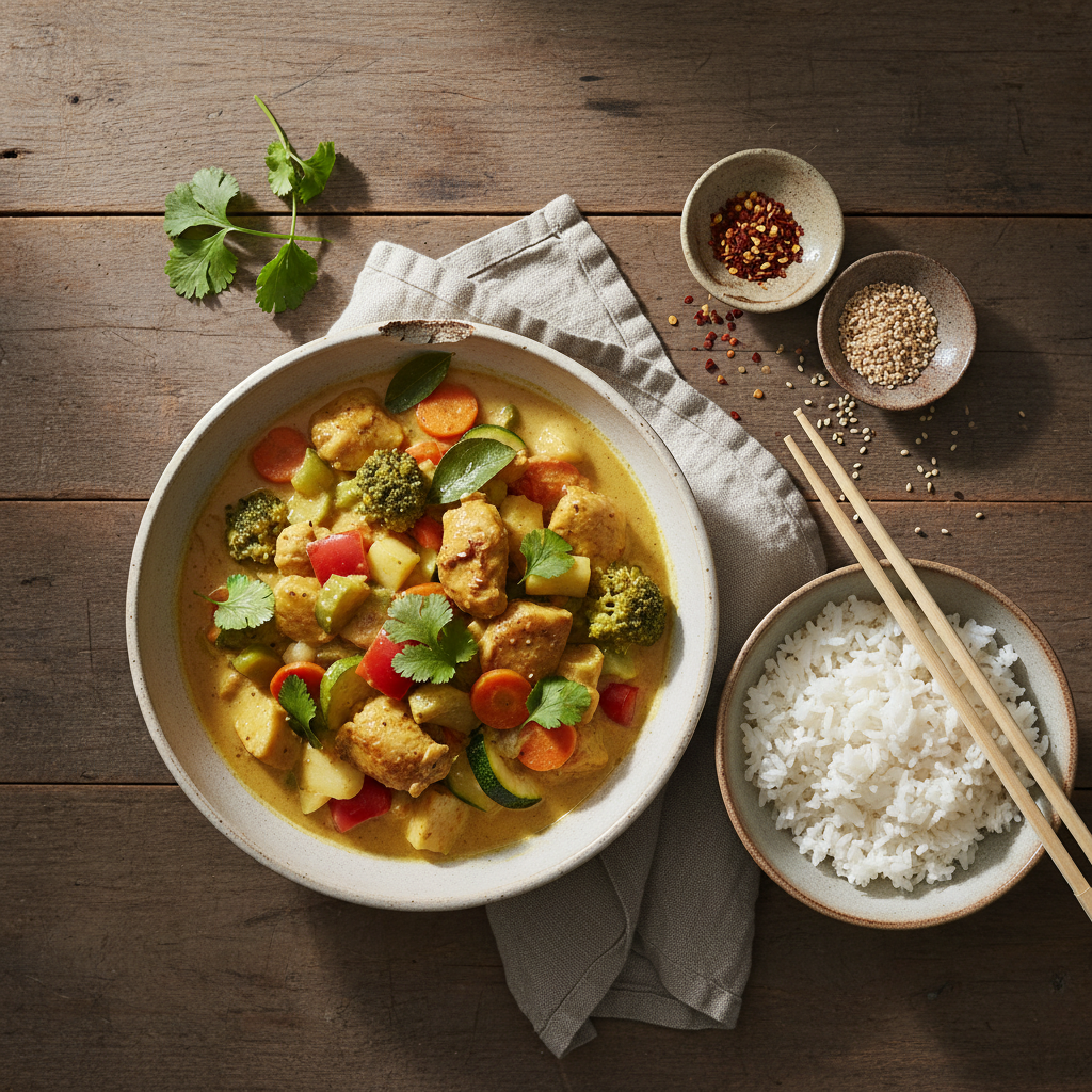 Curry Léger Pommes-Légumes avec Poulet