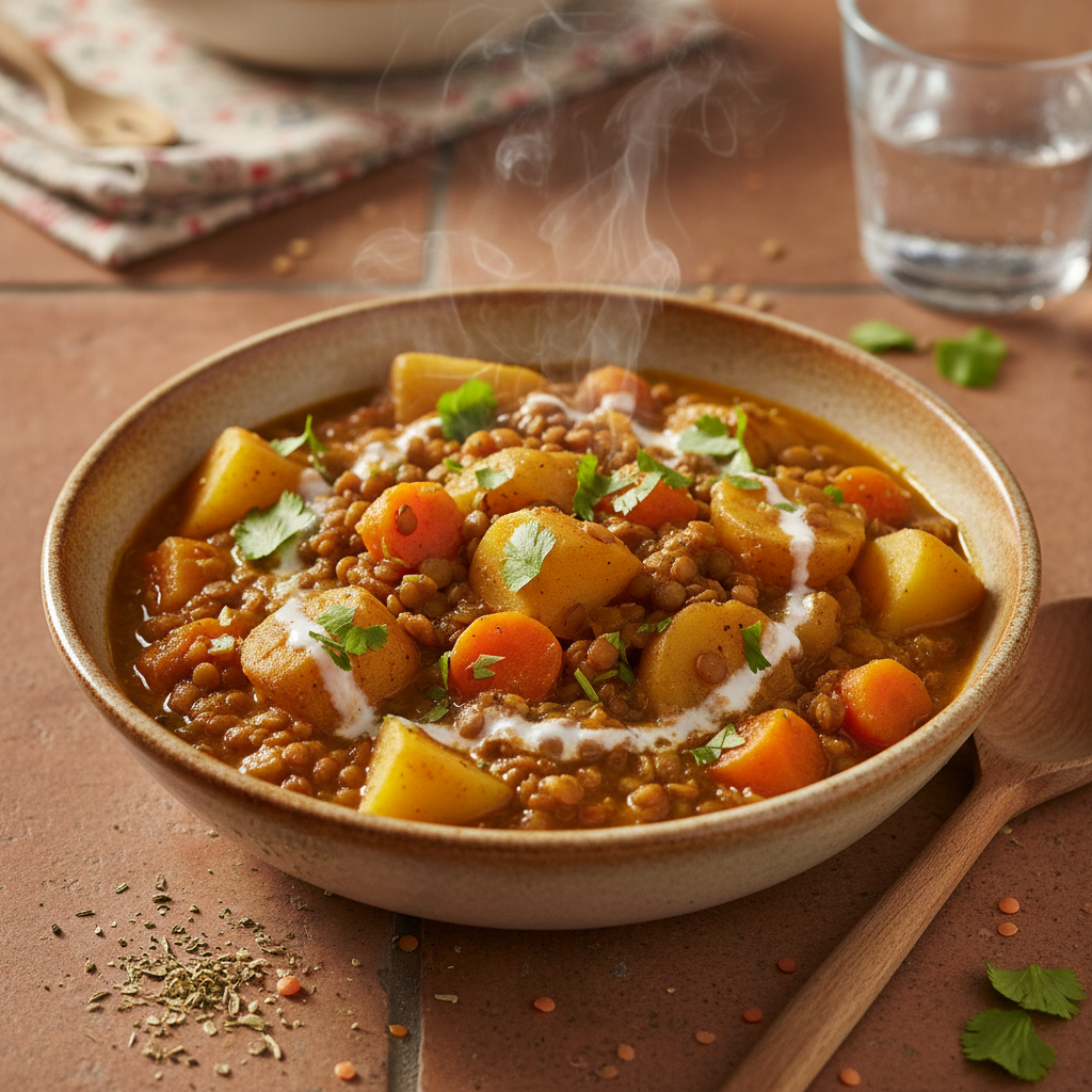 Curry de Lentilles et Légumes Racines