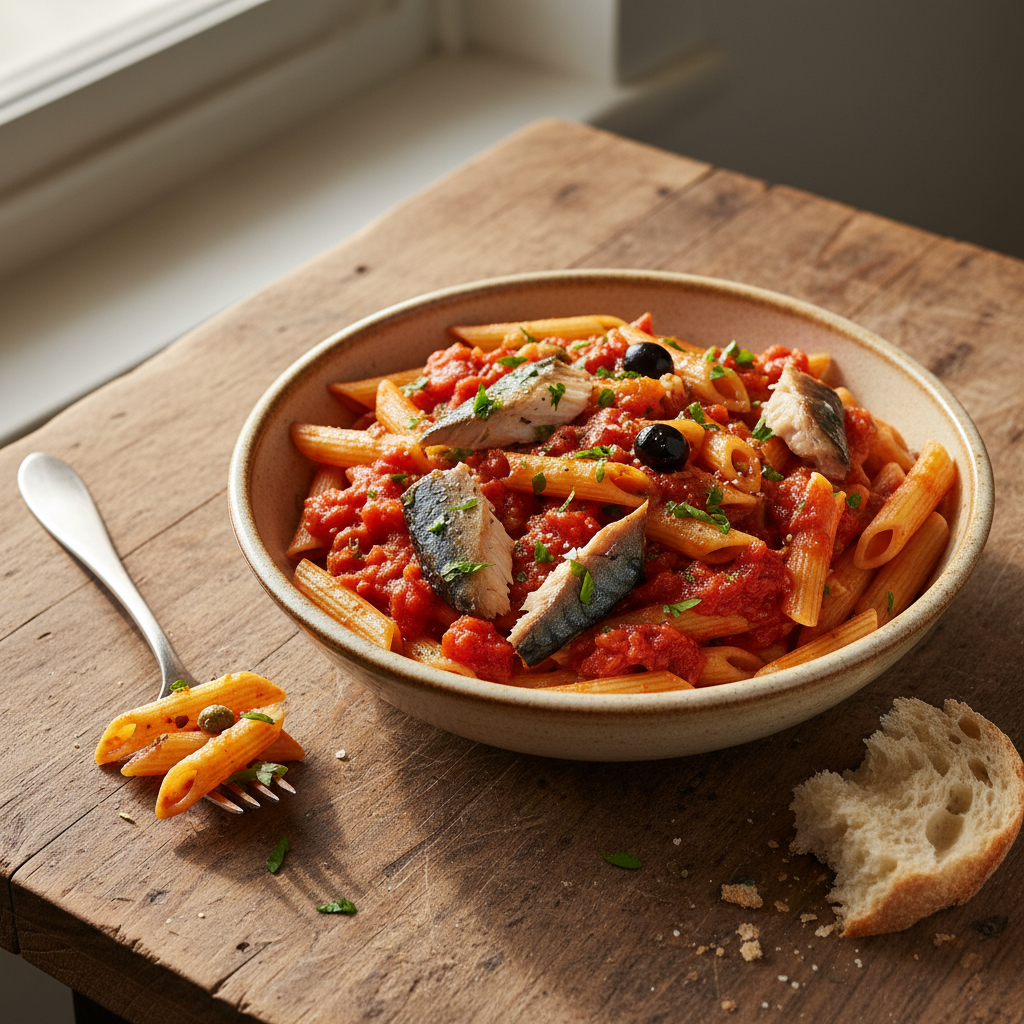 Penne à la Sauce Tomate et Maquereau