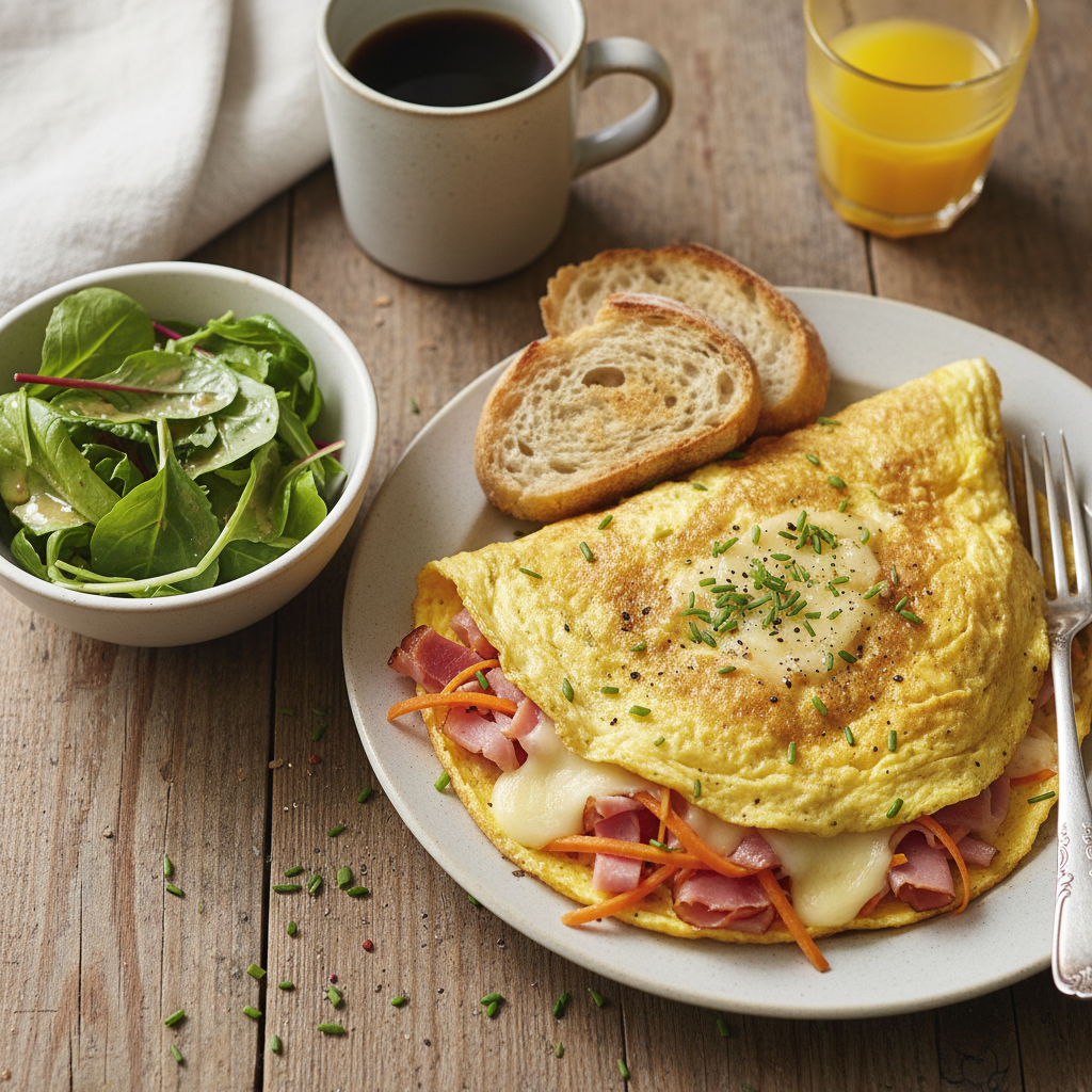 Omelette Jambon, Fromage et Carotte