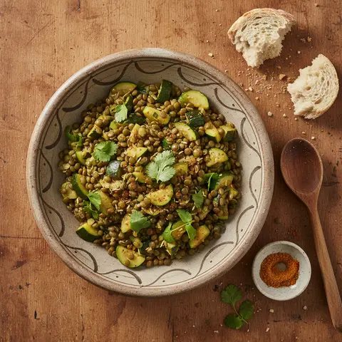Sauté marocain de lentilles vertes aux courgettes