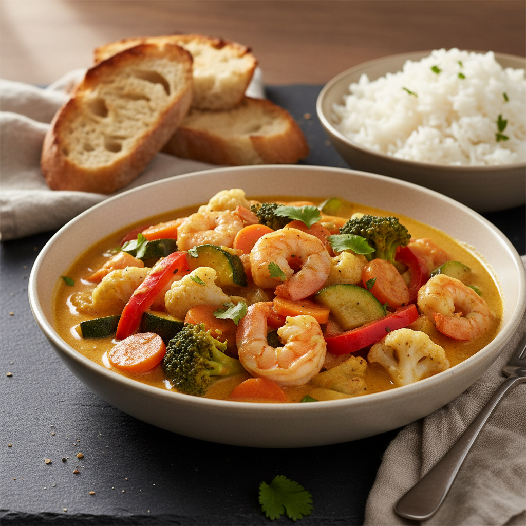 Curry de Crevettes et Légumes