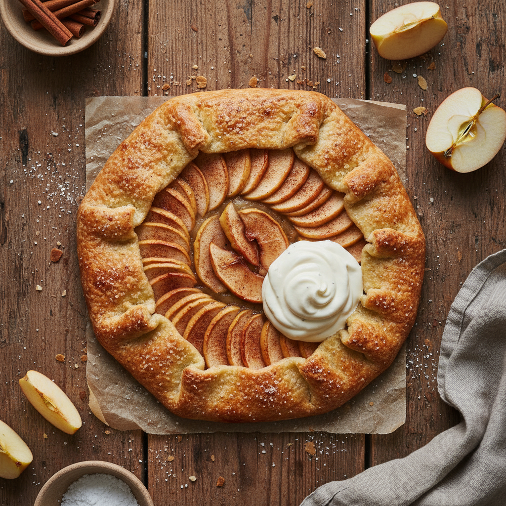 Galette aux Pommes et Cannelle avec Crème Vanille