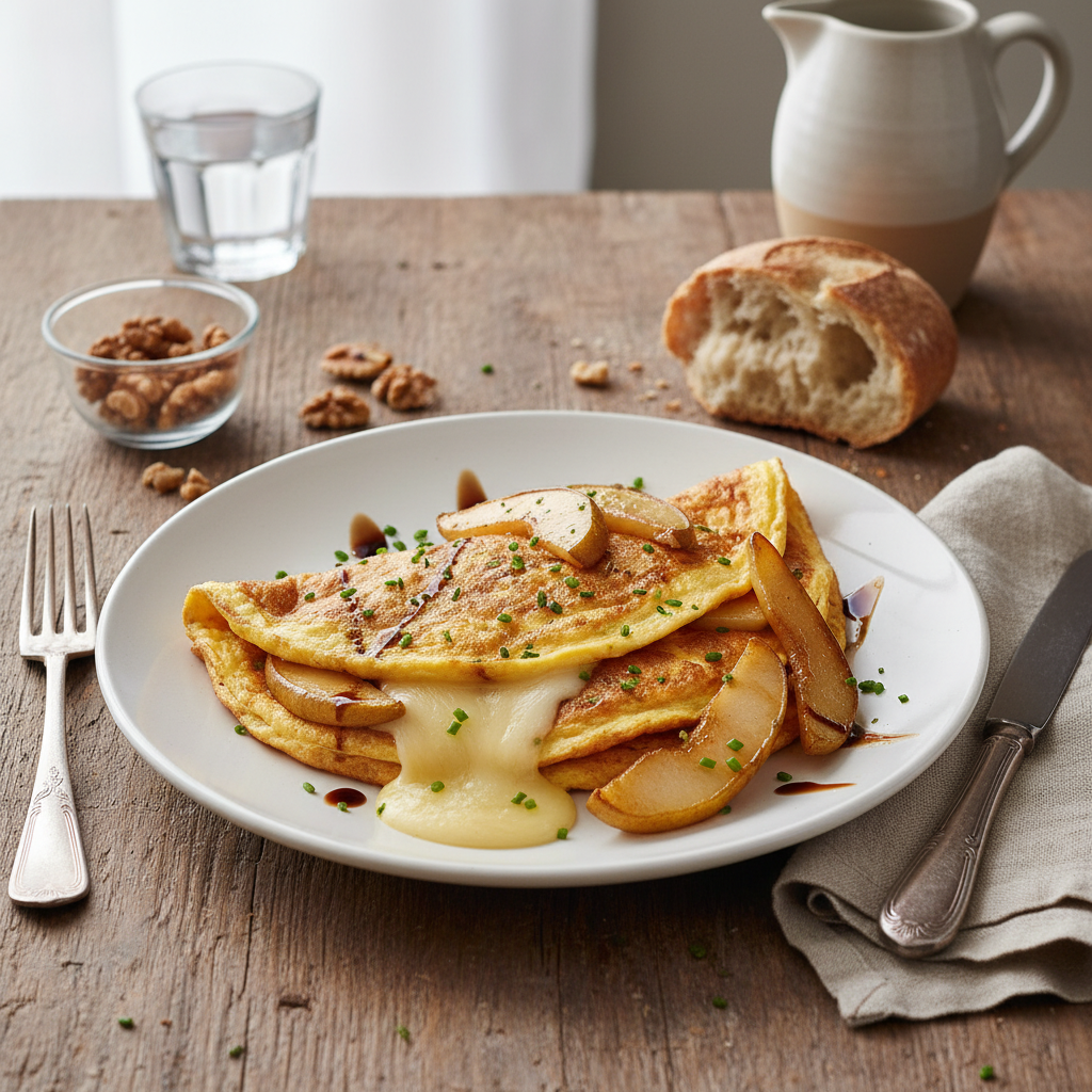 Omelette au Gruyère et Poires