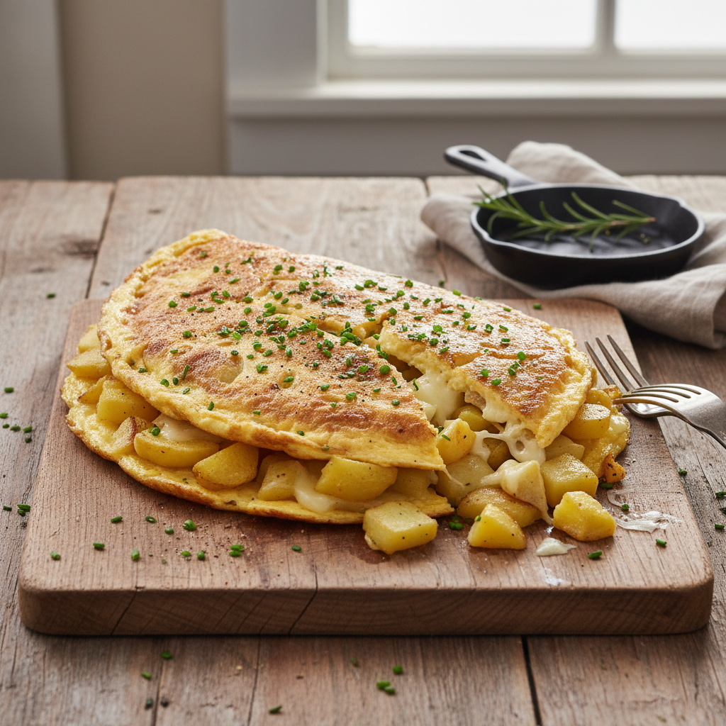 Omelette aux pommes de terre et fromage