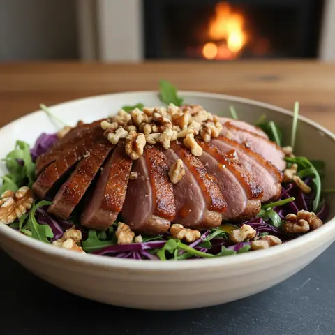 Duck Breast Bowl with Red Cabbage and Walnuts