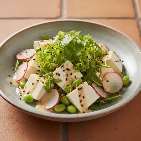Salade japonaise au tofu soyeux et edamames