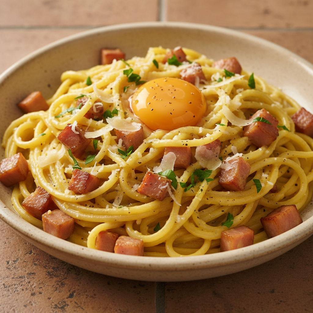 Pâtes à la Carbonara Simplifiée avec Jambon