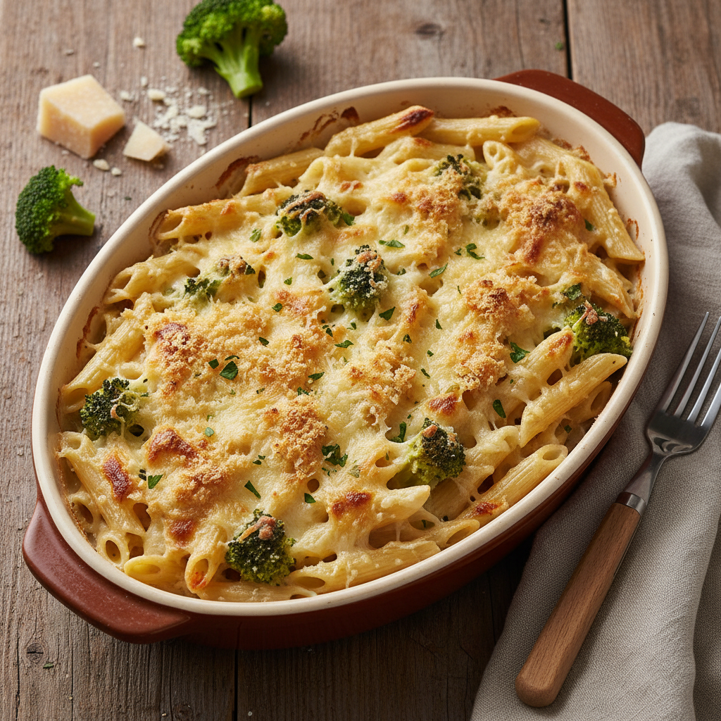Gratin de Pâtes au Parmesan et Brocoli