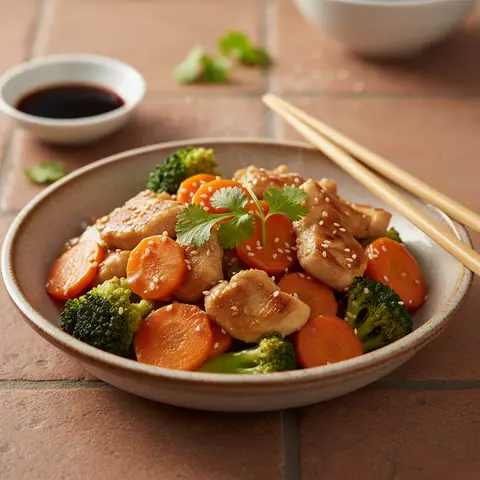 Stir-Fried Chicken with Carrots and Broccoli