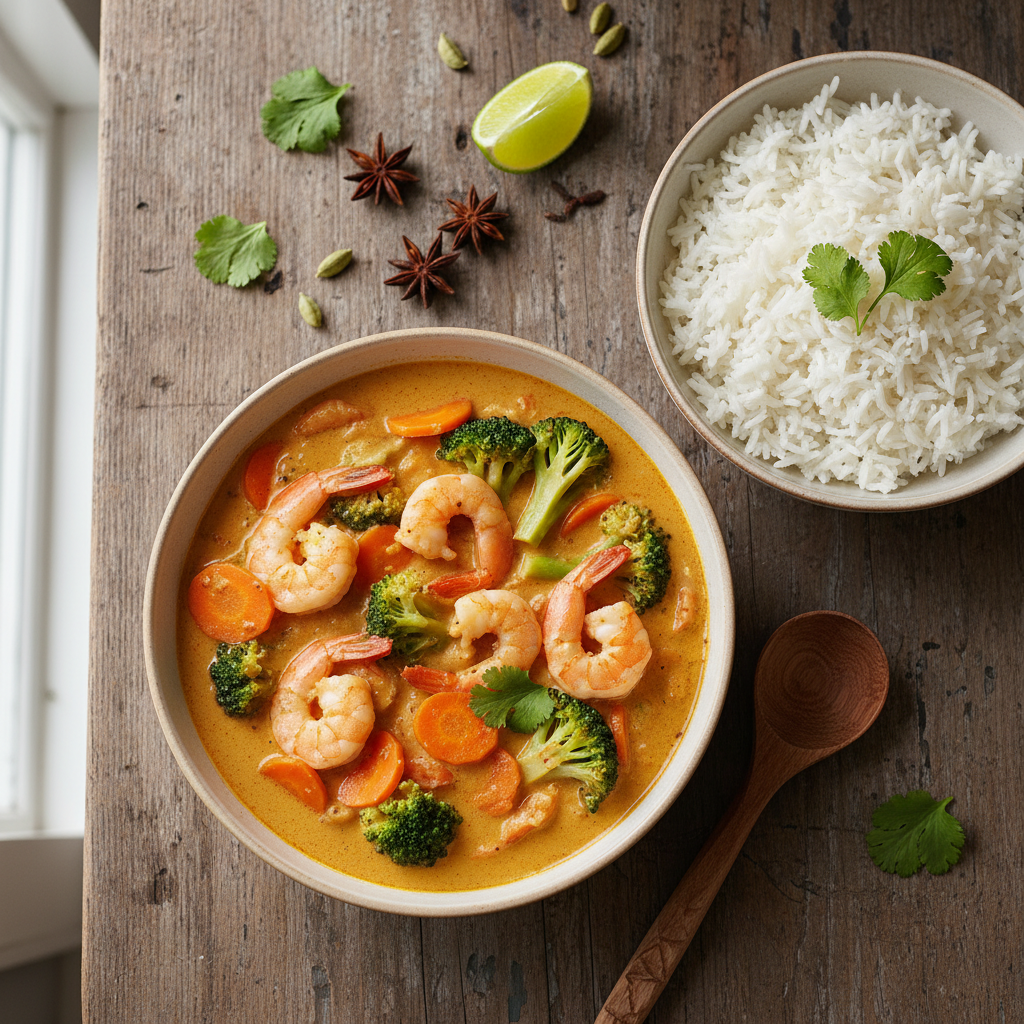 Curry de Crevettes à la Noix de Coco