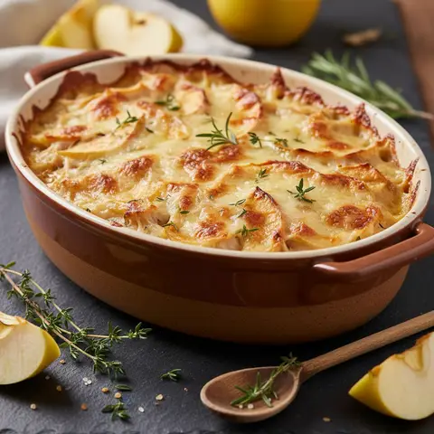 Chicken, Apple, and Cheese Gratin