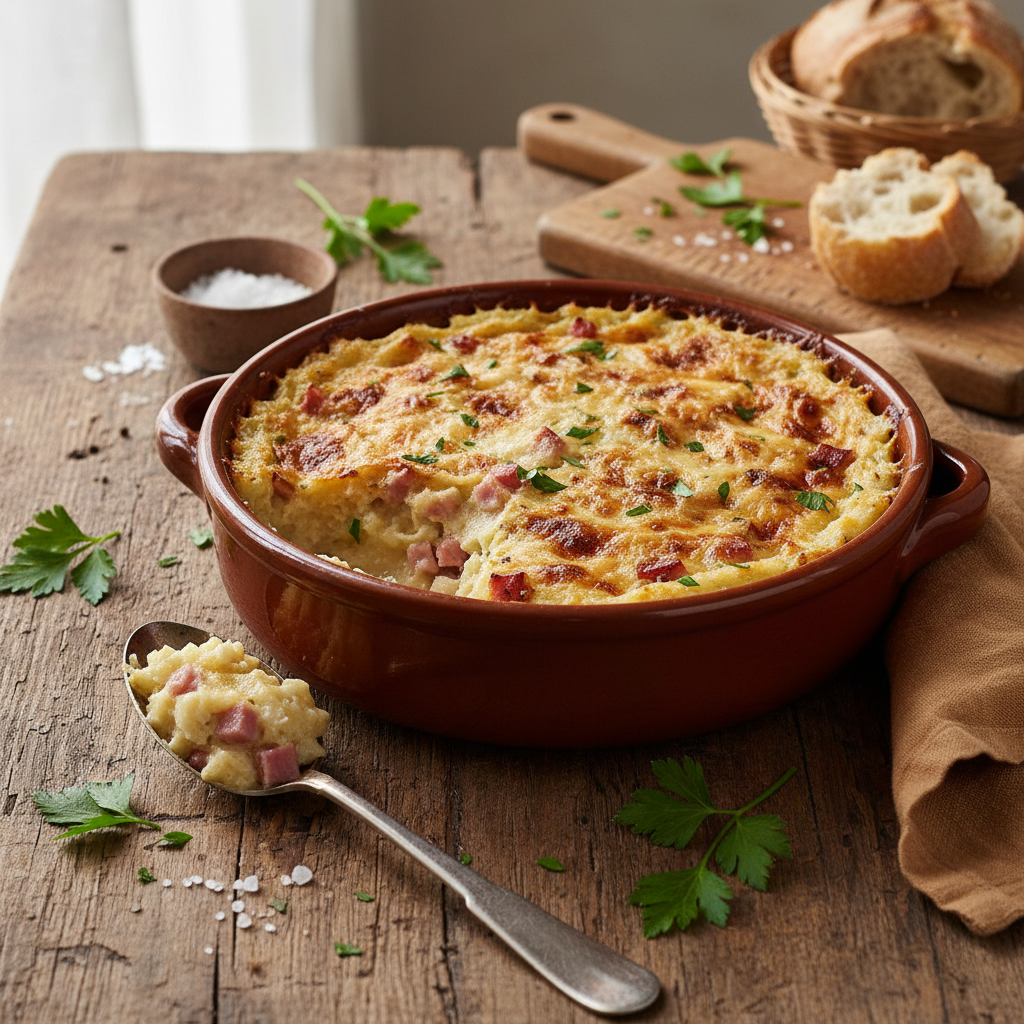 Purée Céleri-Jambon Gratinée