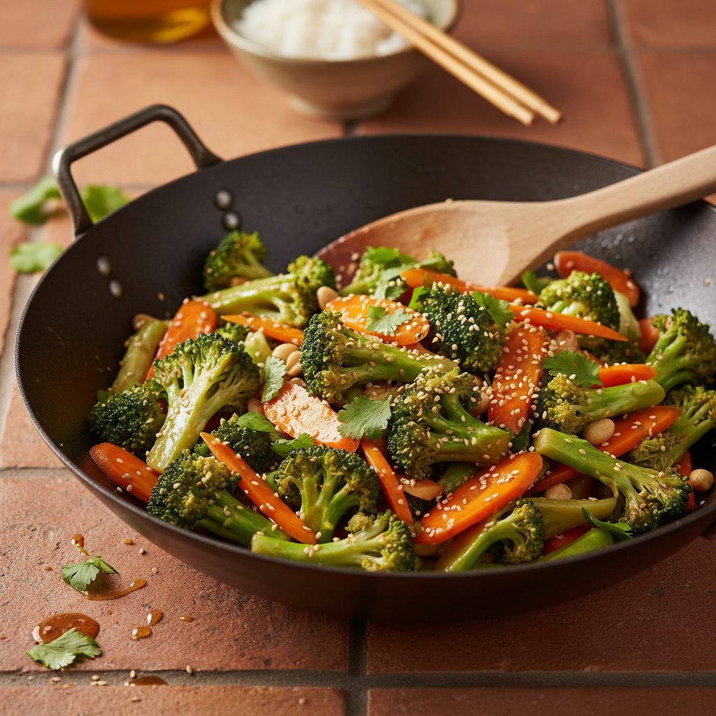 Wok de brocoli et carottes sautées