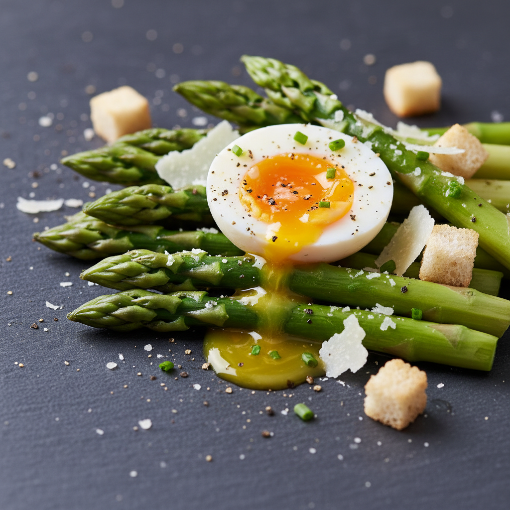 Asperges & œuf mollet parmesan