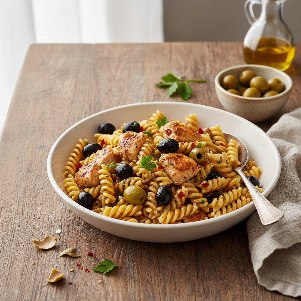 Pâtes au Poulet et Olives