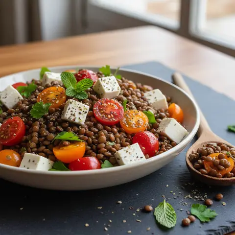 Linsen-Tomaten-Salat mit Feta