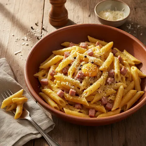 Hausgemachte Penne Carbonara