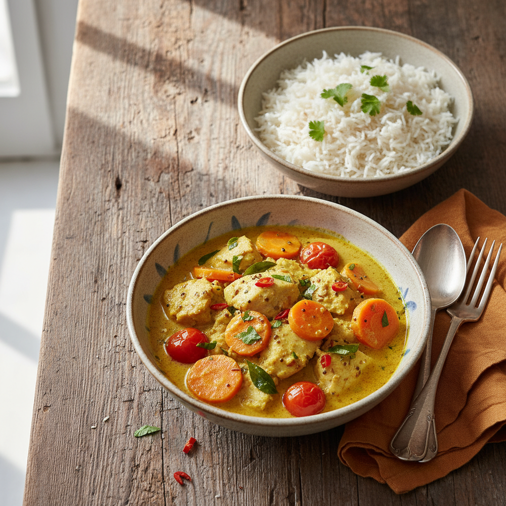 Curry de légumes et poisson