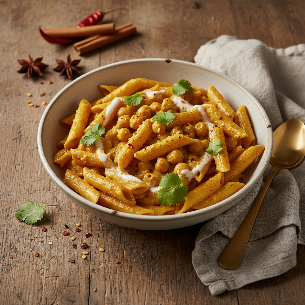 Curry de Pennes aux Pois Chiches et Lait de Coco