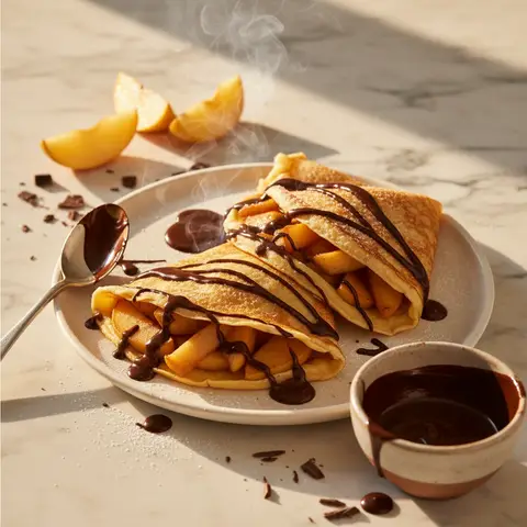 Crêpes mit Obst und Schokolade