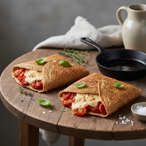 Breton Crêpes Stuffed with Tomatoes and Cheese