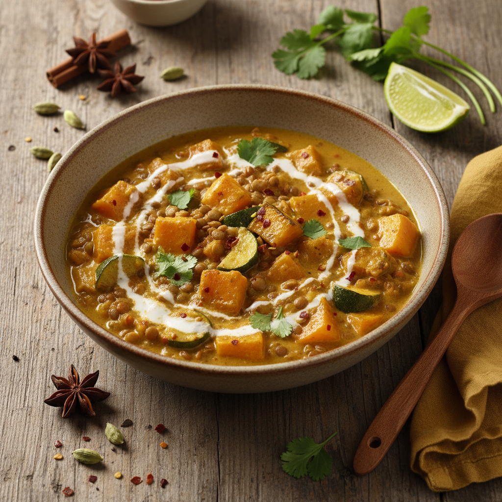 Curry de Lentilles et Courges Asiatique