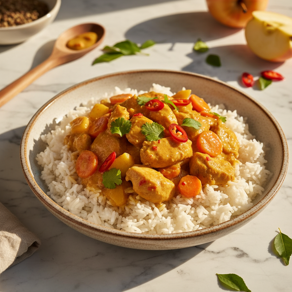 Curry de poulet et pomme asiatique