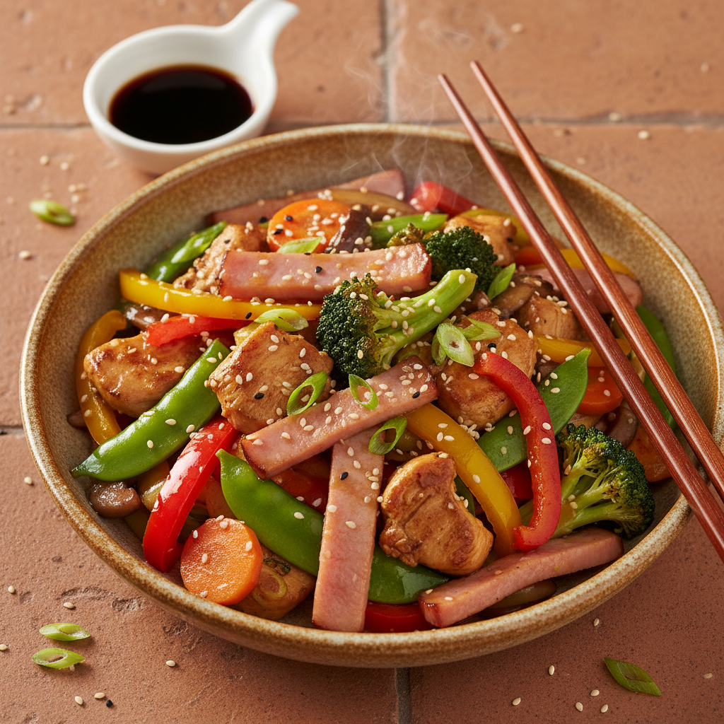 Sauté de Poulet aux Légumes et Jambon