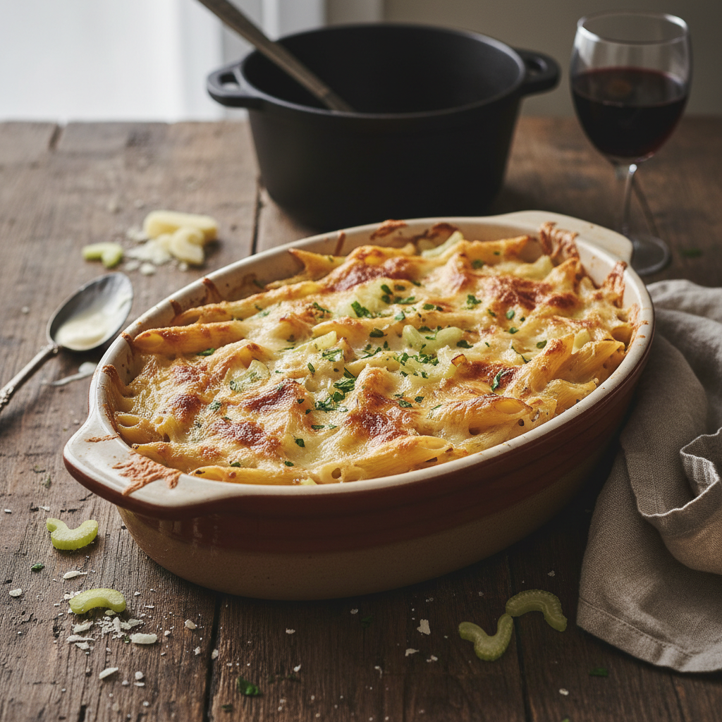 Gratin de Penne à la Crème et Céleri
