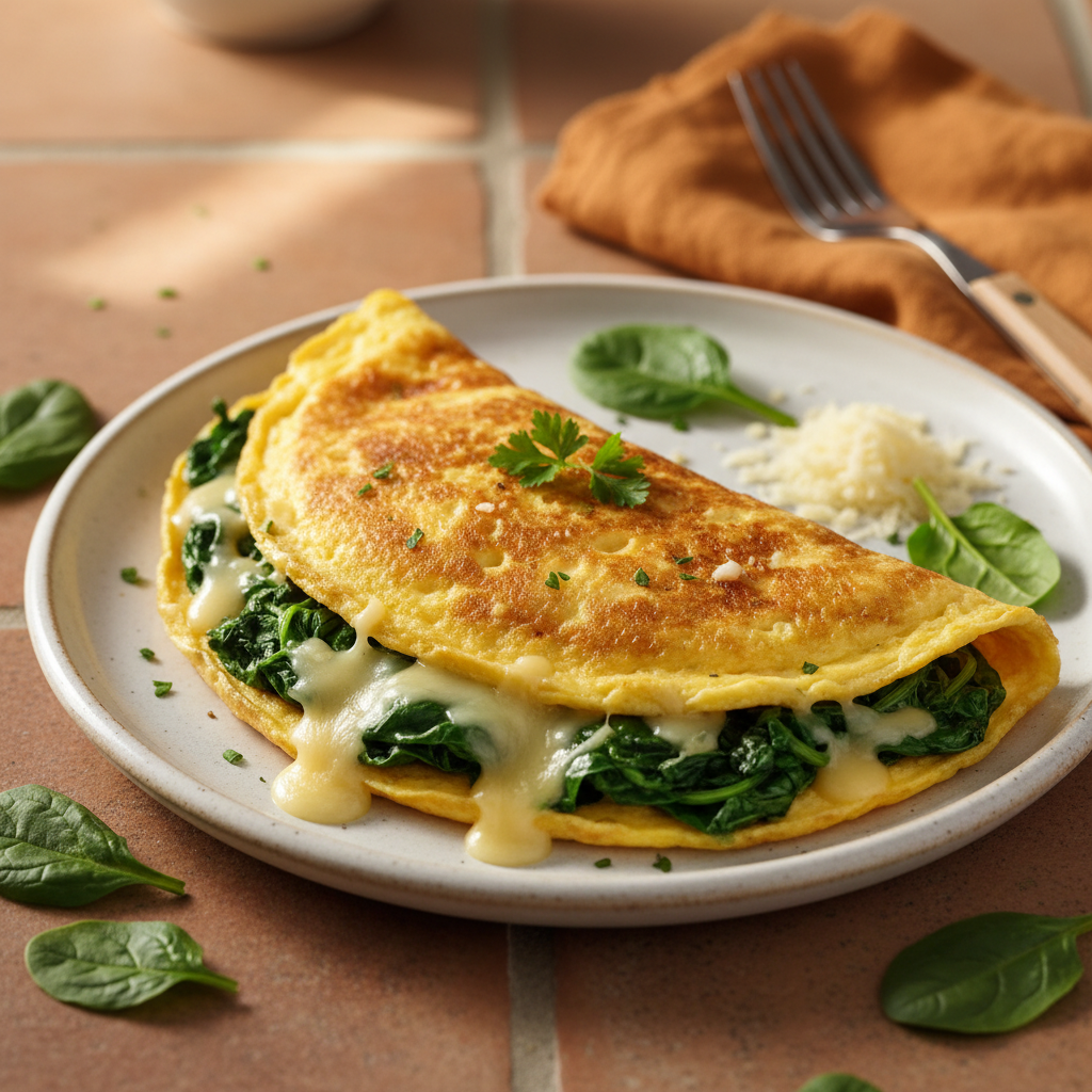 Omelette aux Épinards et Gruyère