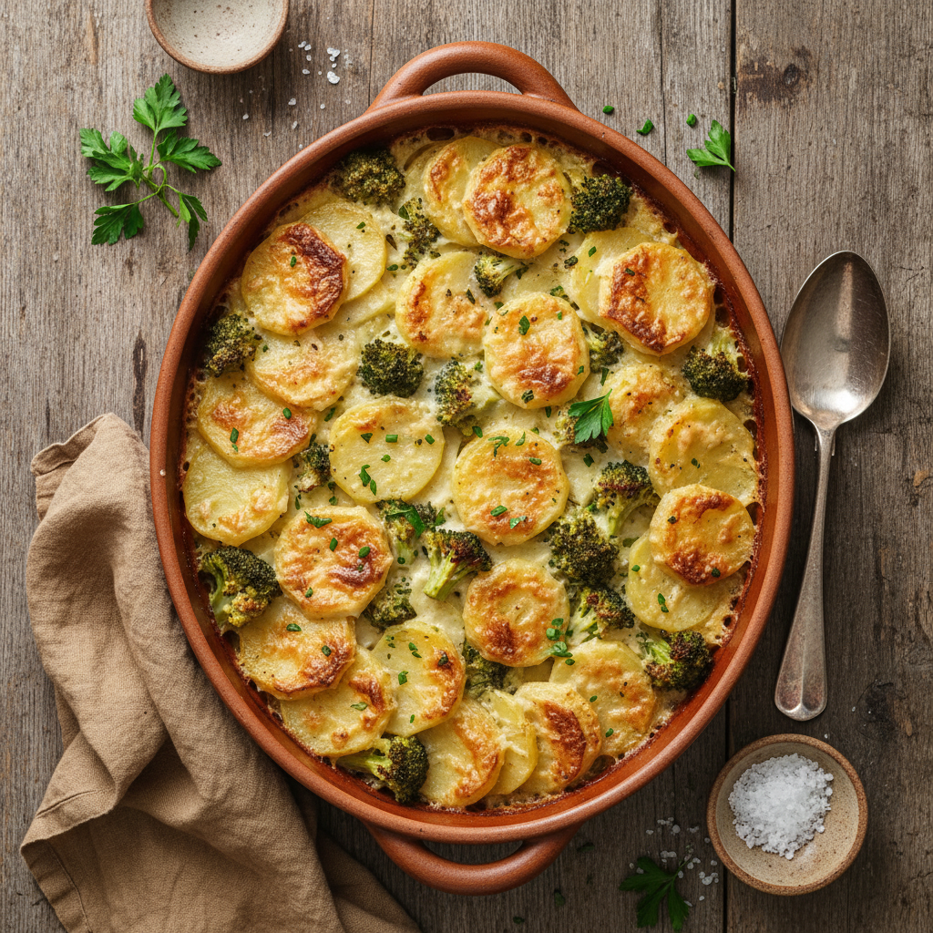 Gratin de pommes de terre et brocoli