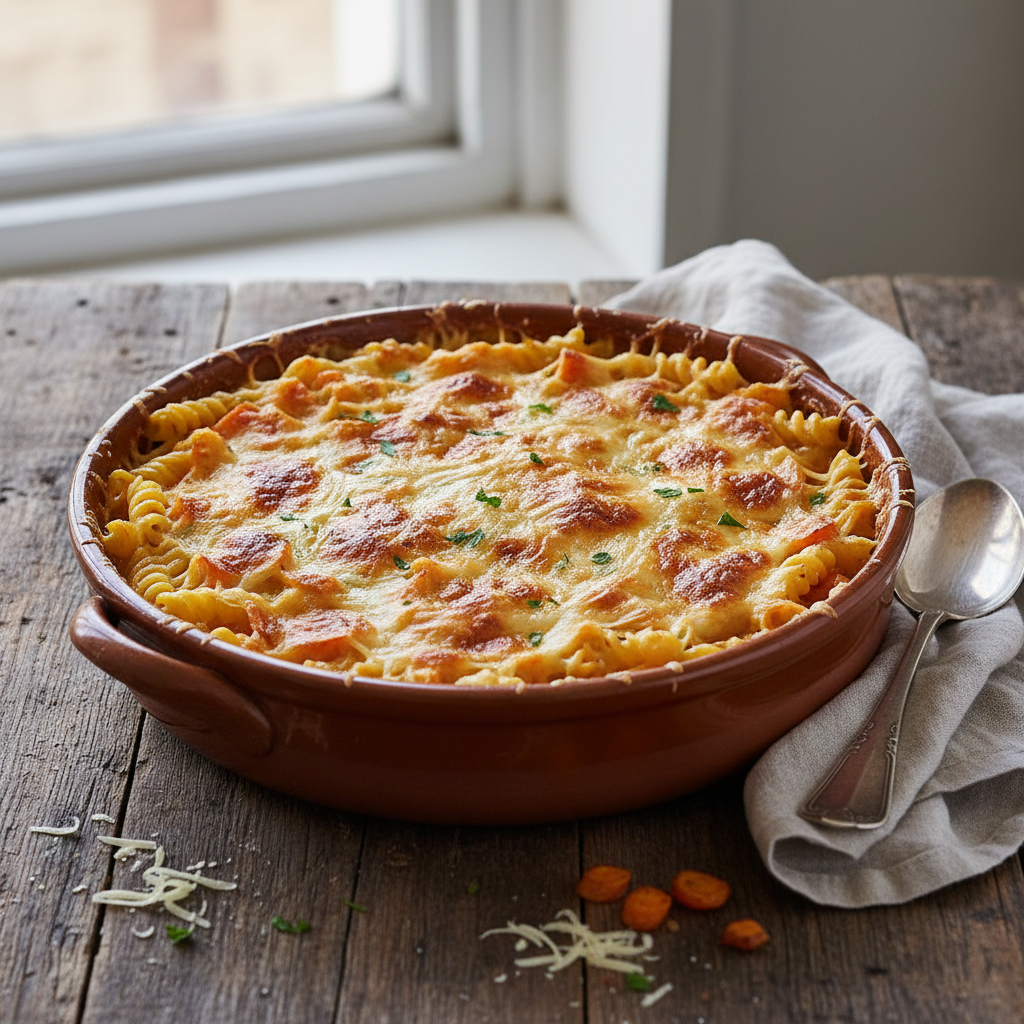 Gratin de Pâtes aux Carottes et Gruyère