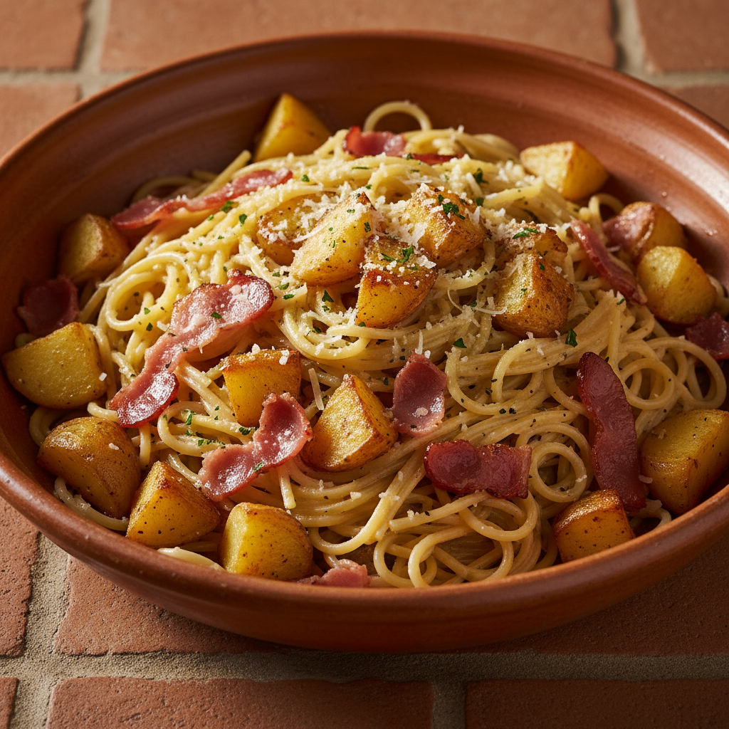 Pâtes à la carbonara jambon-pomme de terre