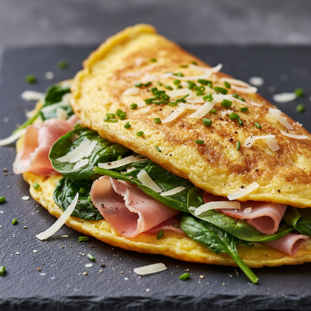 Omelette Jambon-Épinards au Parmesan