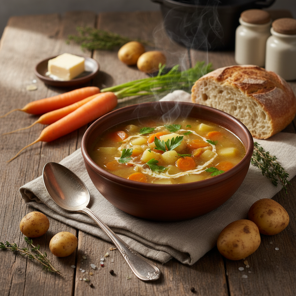 Soupe de pommes de terre et carottes
