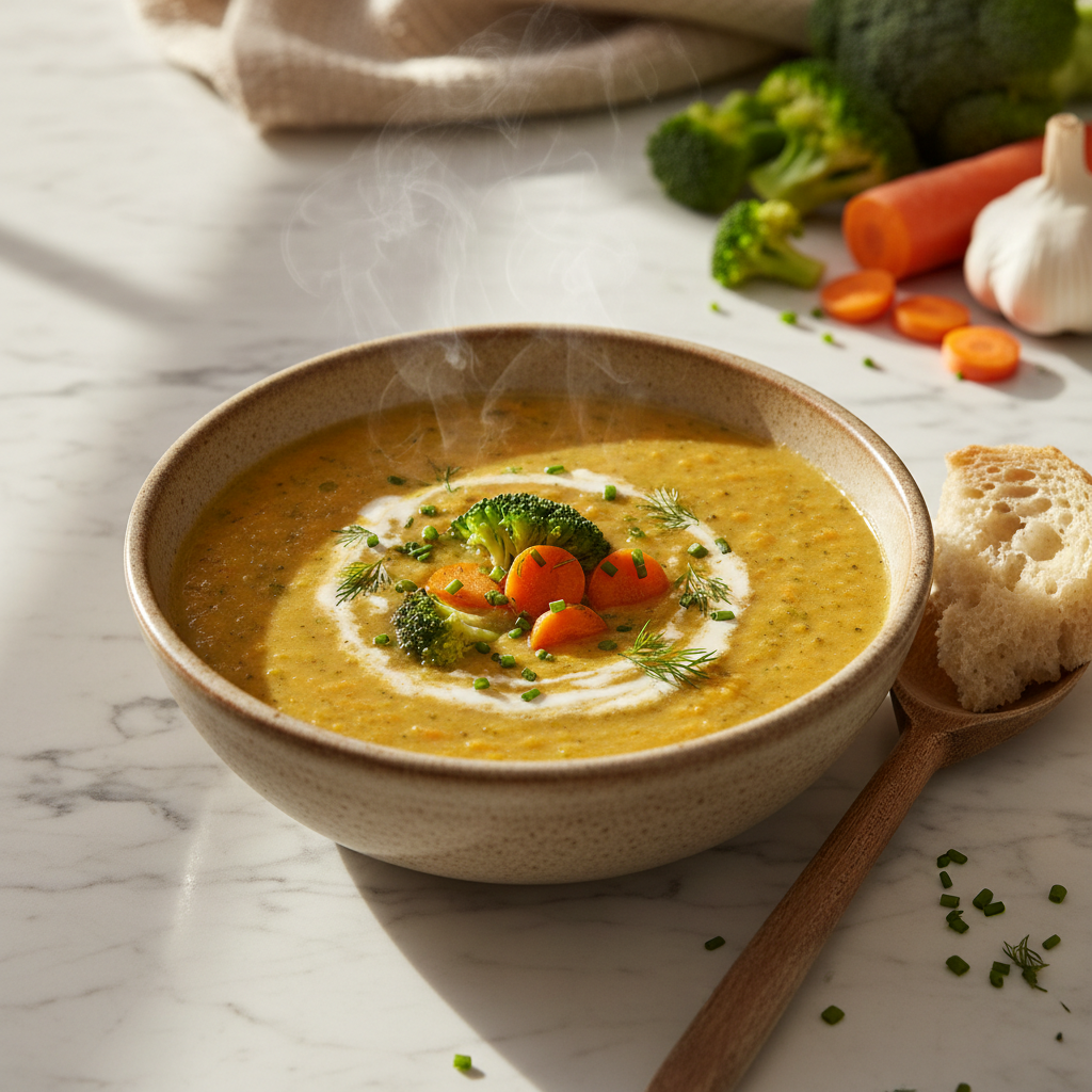 Soupe de brocolis et carottes