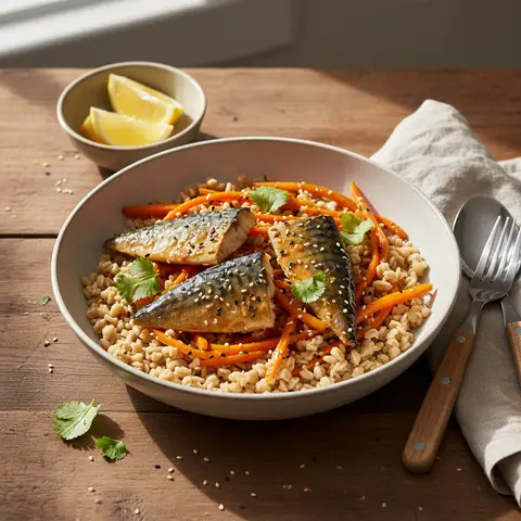 Mackerel Wok with Carrots and Whole Oats