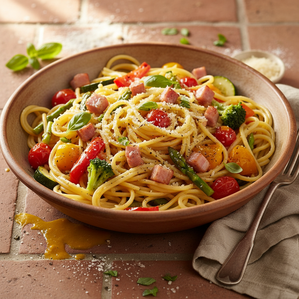 Pâtes Carbonara aux Légumes