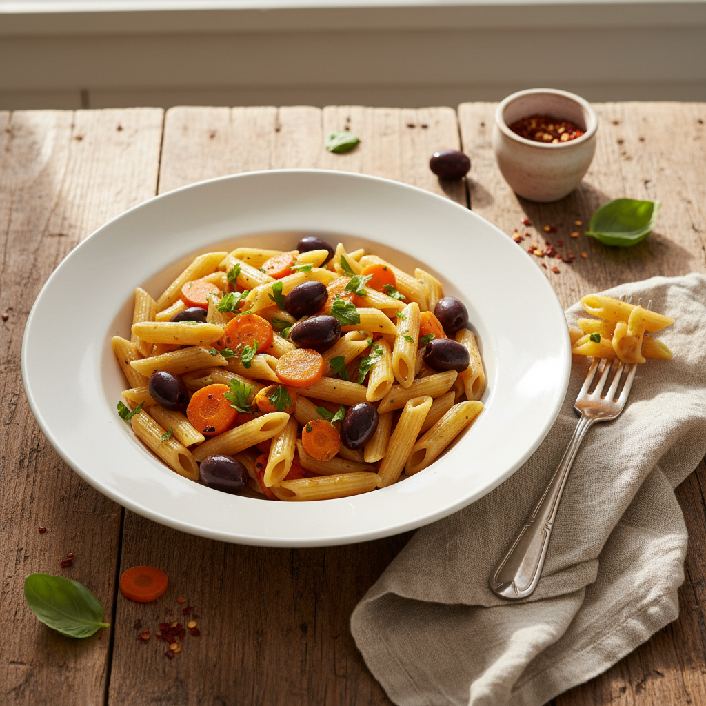 Penne aux Olives et Carottes