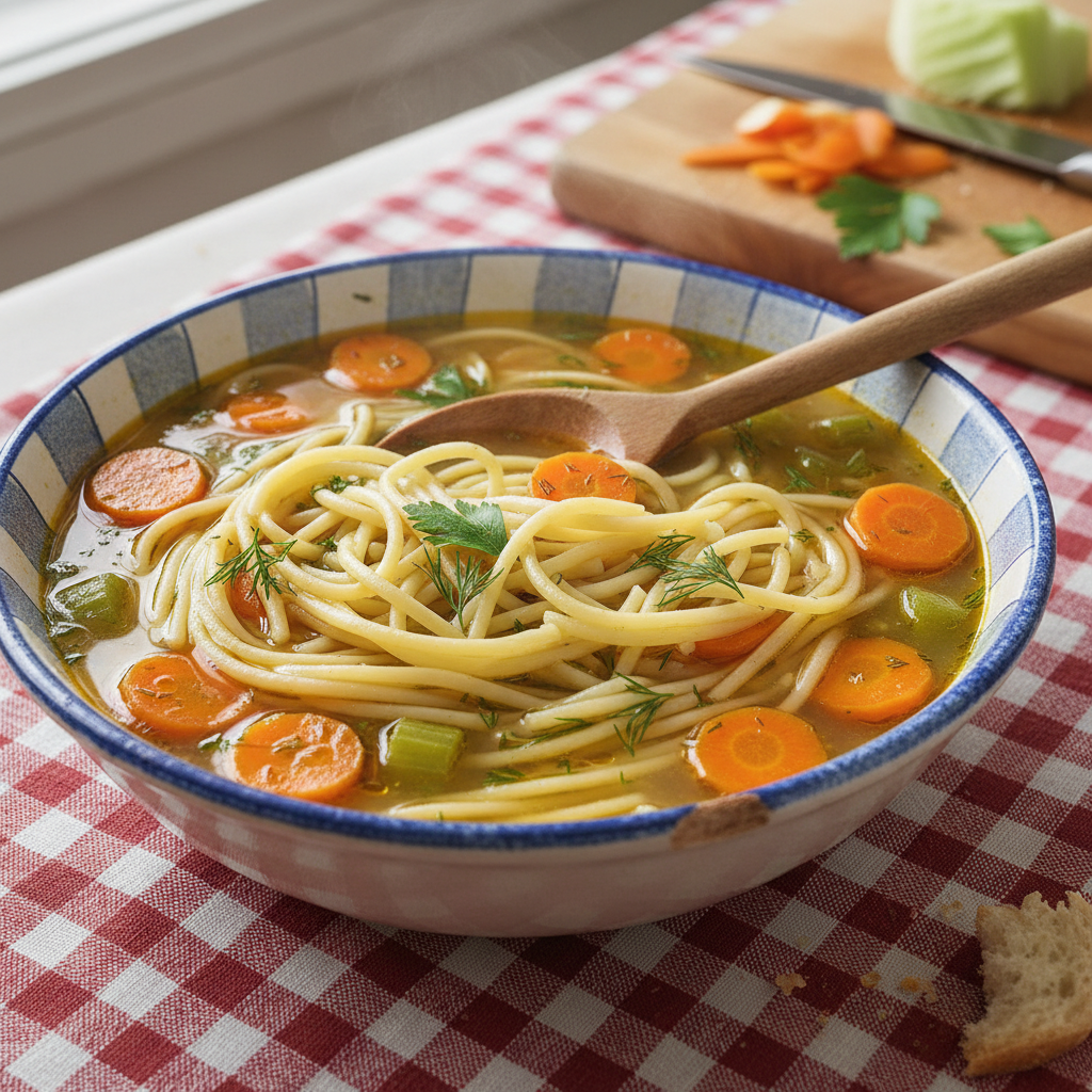 Soupe Simple aux Pâtes et Légumes