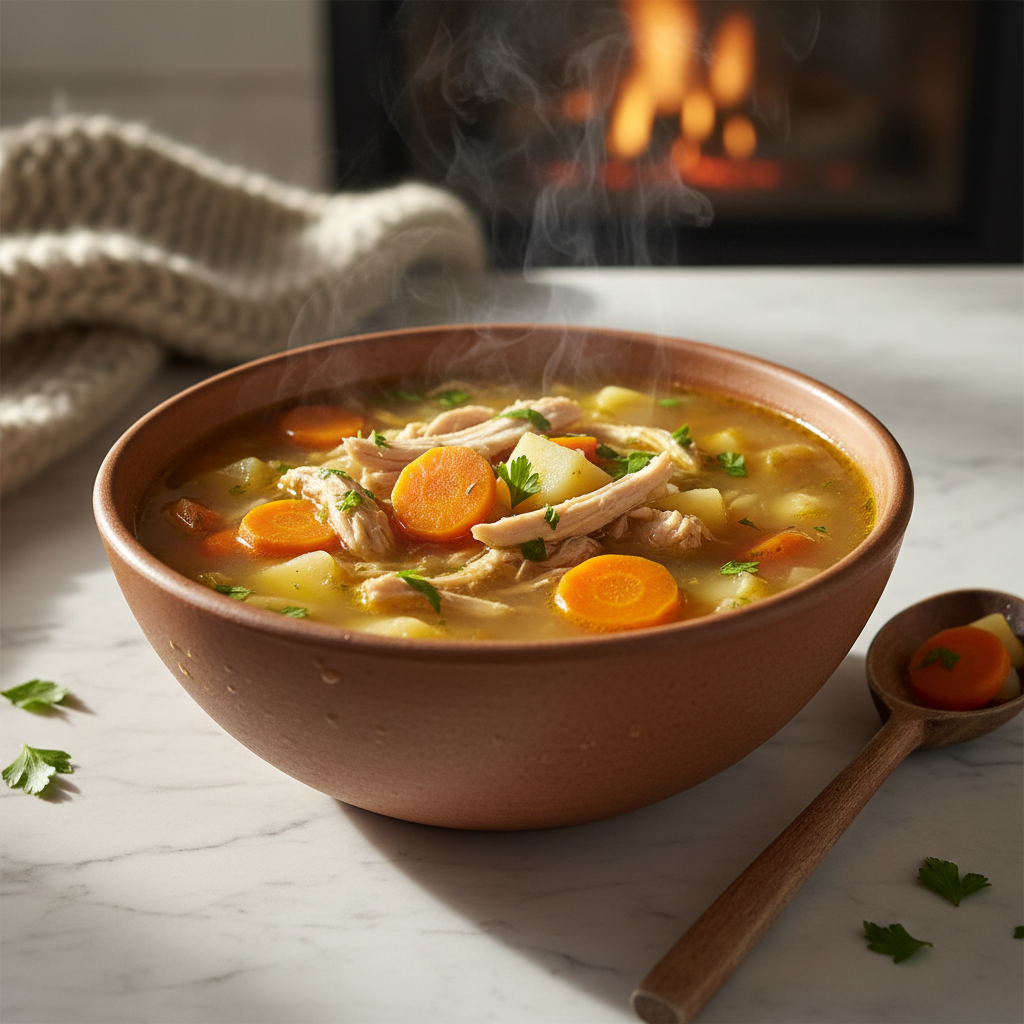 Soupe poulet-légumes réconfortante