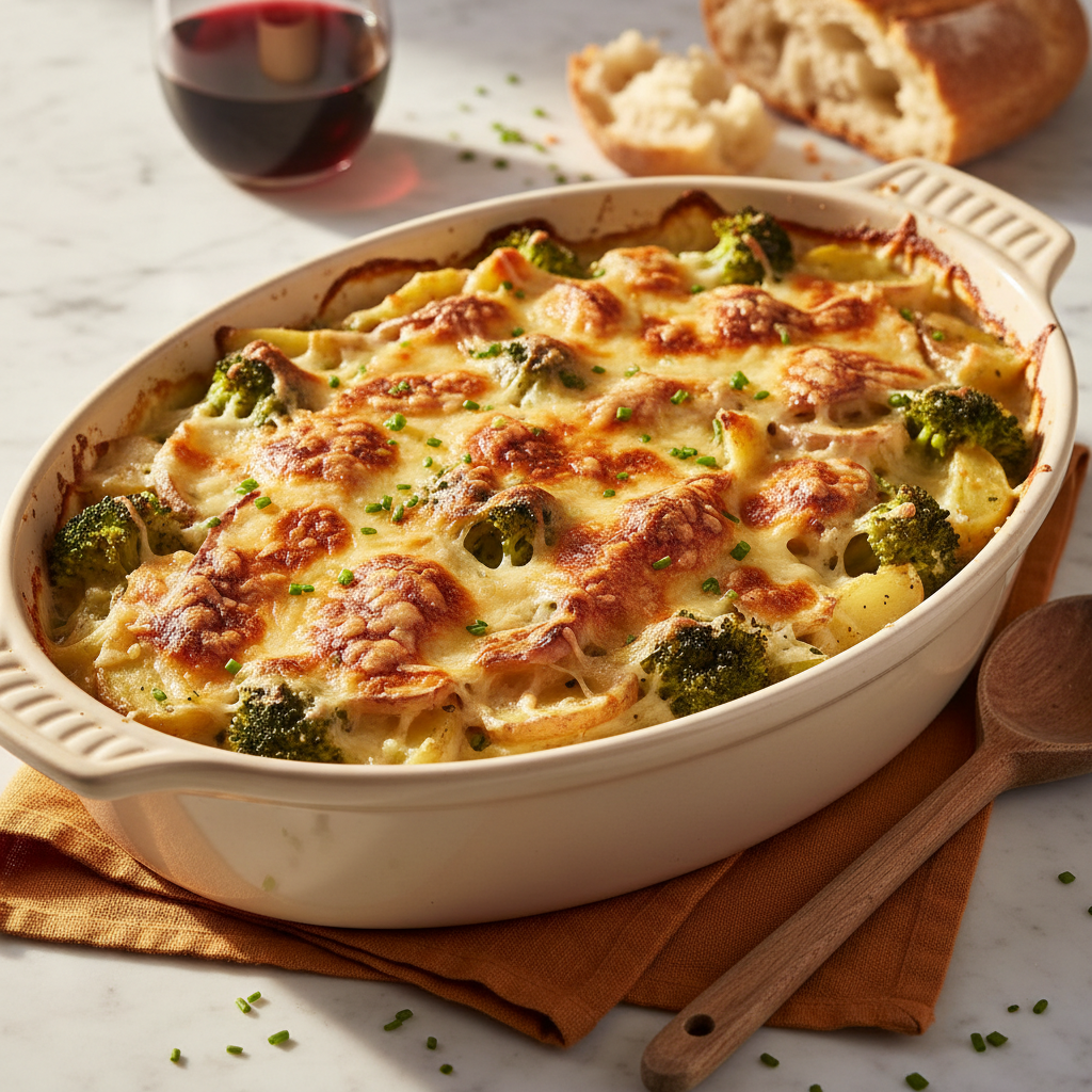 Gratin de Brocoli et Pommes de Terre au Gruyère