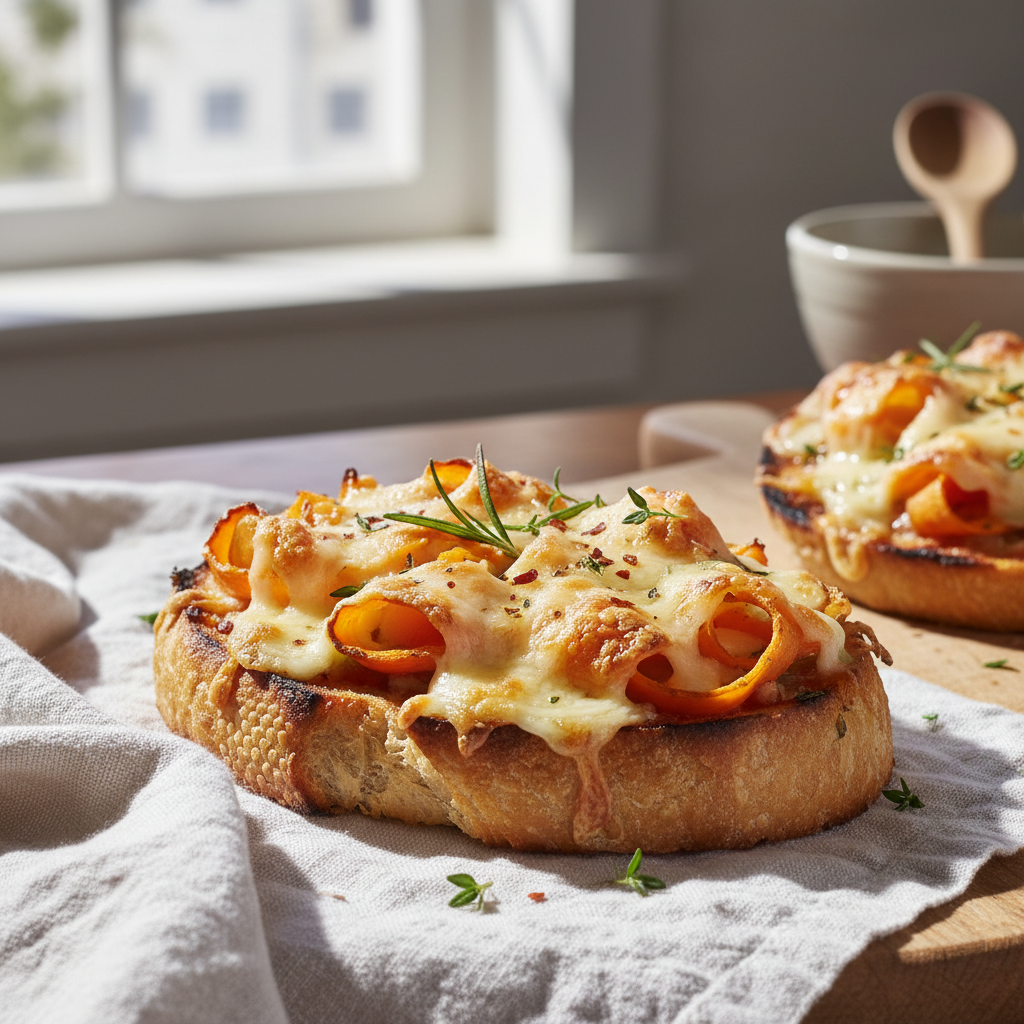 Pizza maison pain grillé fromage et légumes