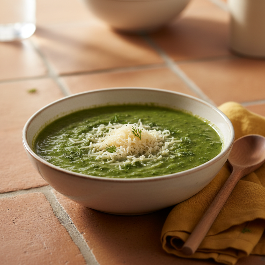 Soupe Épinards Brocoli Parmesan