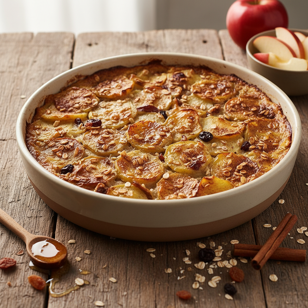 Gratin d'Avoine et Pommes avec Miel et Cannelle