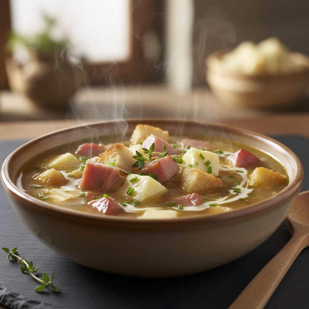 Soupe simple jambon-fromage