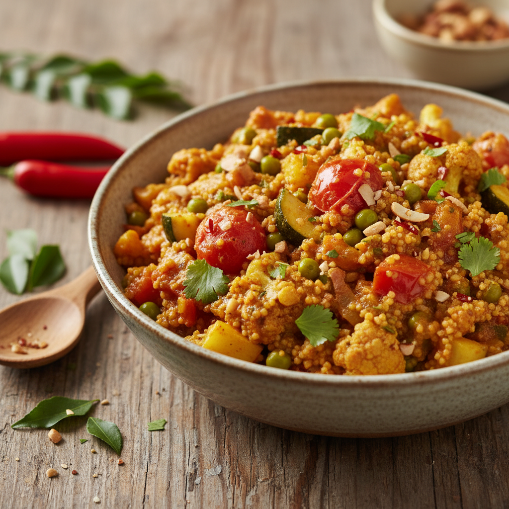 Curry Végétarien à la Semoule et Tomates